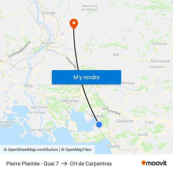 Pierre Plantée - Quai 7 to CH de Carpentras map