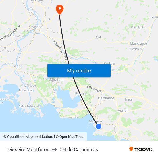 Teisseire Montfuron to CH de Carpentras map