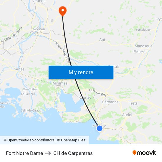 Fort Notre Dame to CH de Carpentras map