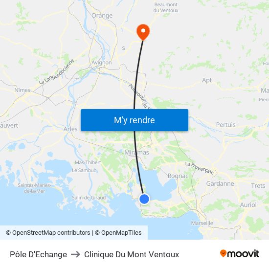 Pôle D'Echange to Clinique Du Mont Ventoux map