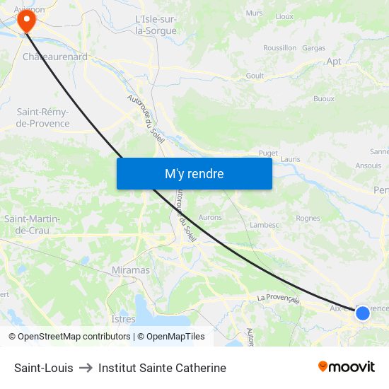 Saint-Louis to Institut Sainte Catherine map