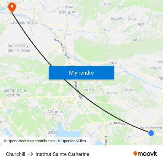 Churchill to Institut Sainte Catherine map