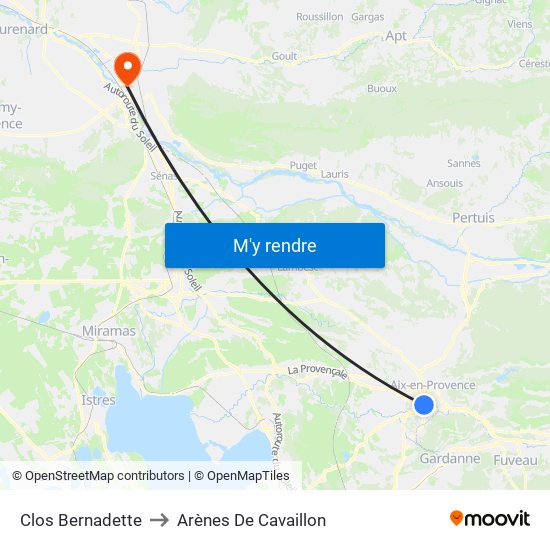 Clos Bernadette to Arènes De Cavaillon map