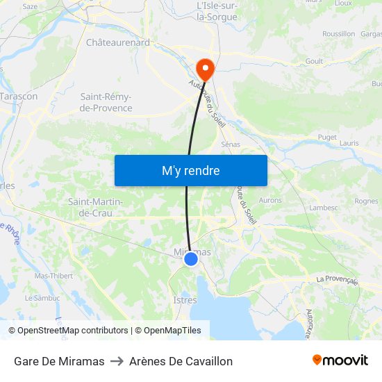 Gare De Miramas to Arènes De Cavaillon map
