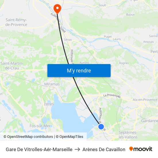 Gare De Vitrolles-Aér-Marseille to Arènes De Cavaillon map