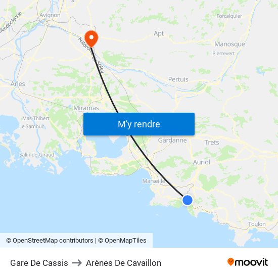 Gare De Cassis to Arènes De Cavaillon map