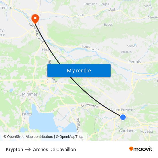 Krypton to Arènes De Cavaillon map