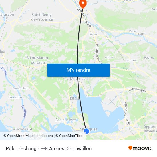 Pôle D'Echange to Arènes De Cavaillon map