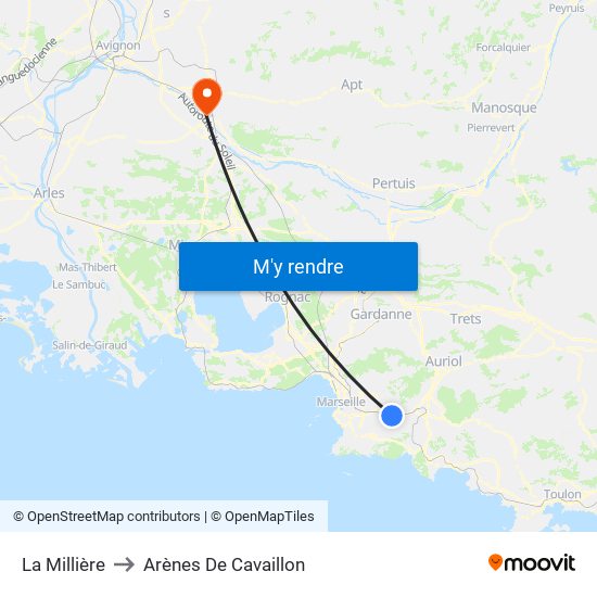 La Millière to Arènes De Cavaillon map