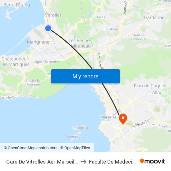 Gare De Vitrolles-Aér-Marseille to Faculté De Médecine map