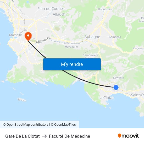 Gare De La Ciotat to Faculté De Médecine map