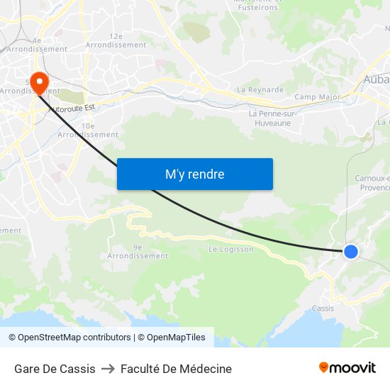 Gare De Cassis to Faculté De Médecine map