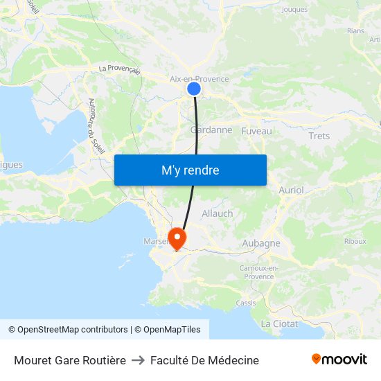 Mouret Gare Routière to Faculté De Médecine map