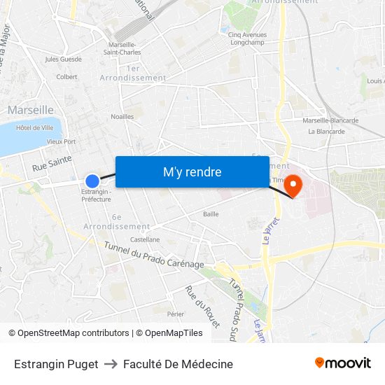 Estrangin Puget to Faculté De Médecine map