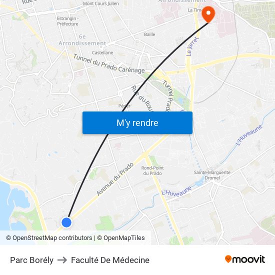 Parc Borély to Faculté De Médecine map