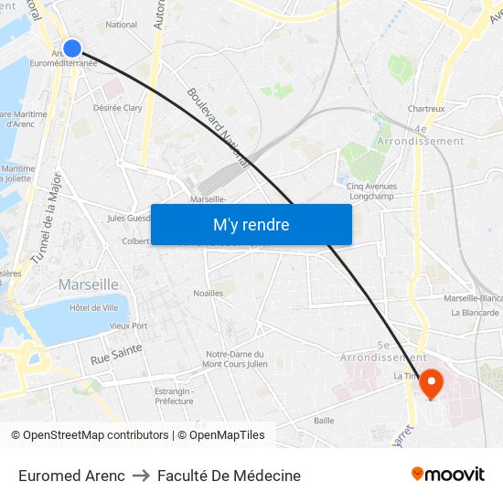 Euromed Arenc to Faculté De Médecine map