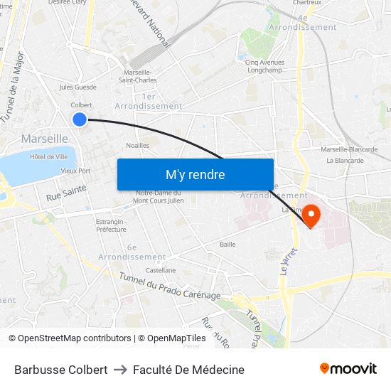 Barbusse Colbert to Faculté De Médecine map