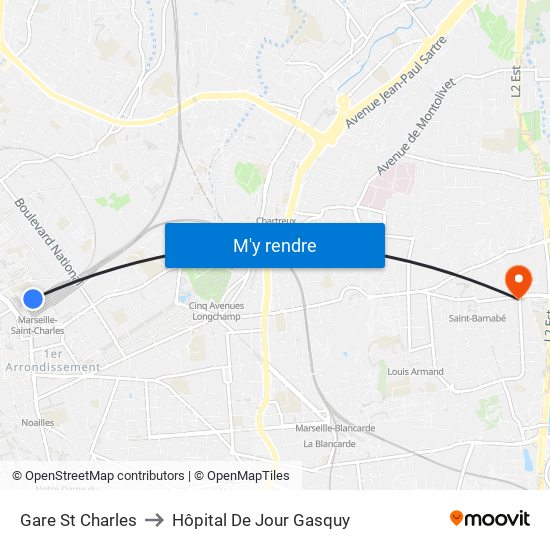 Gare St Charles to Hôpital De Jour Gasquy map
