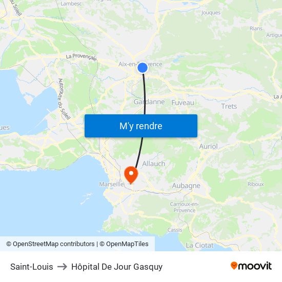 Saint-Louis to Hôpital De Jour Gasquy map