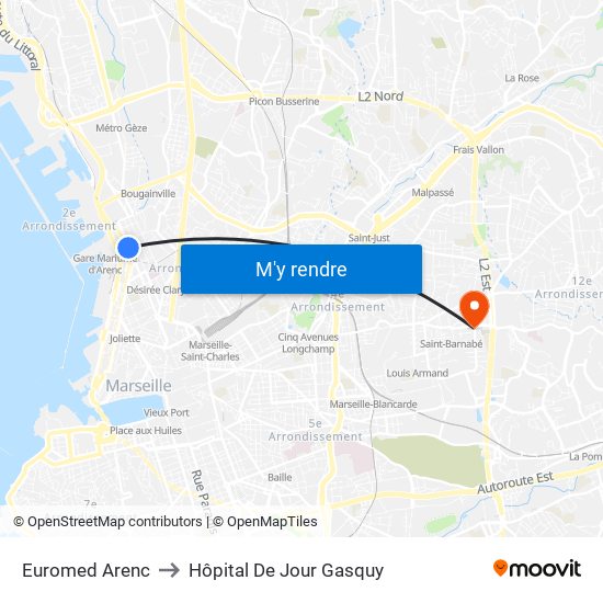 Euromed Arenc to Hôpital De Jour Gasquy map