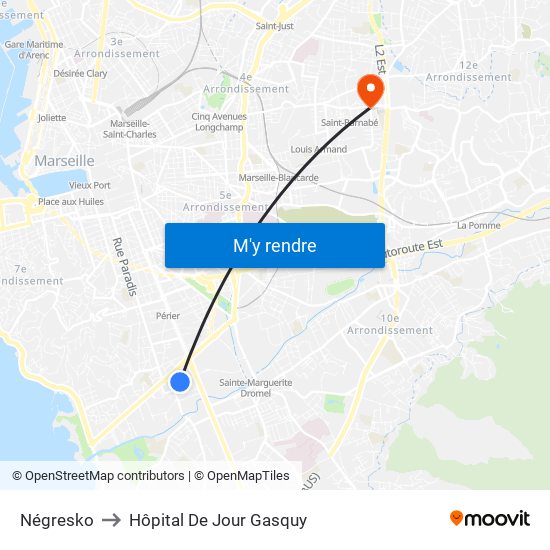 Négresko to Hôpital De Jour Gasquy map