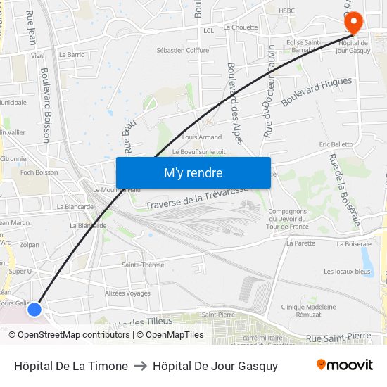 Hôpital De La Timone to Hôpital De Jour Gasquy map