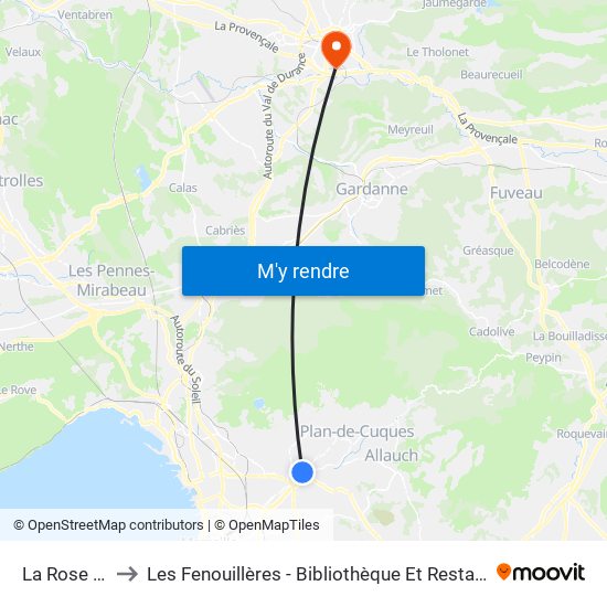 La Rose Poste to Les Fenouillères - Bibliothèque Et Restaurant Universitaire map