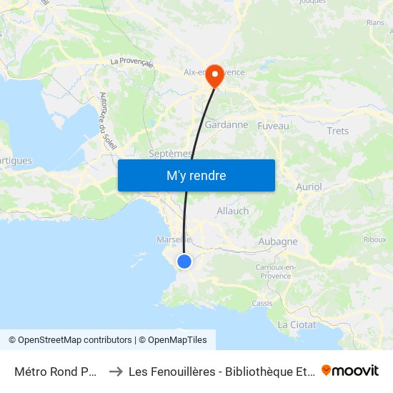 Métro Rond Point Du Prado to Les Fenouillères - Bibliothèque Et Restaurant Universitaire map