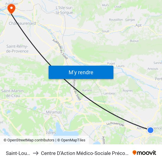 Saint-Louis to Centre D’Action Médico-Sociale Précoce map