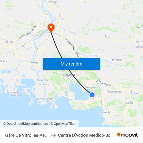 Gare De Vitrolles-Aér-Marseille to Centre D’Action Médico-Sociale Précoce map