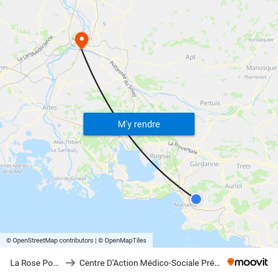 La Rose Poste to Centre D’Action Médico-Sociale Précoce map