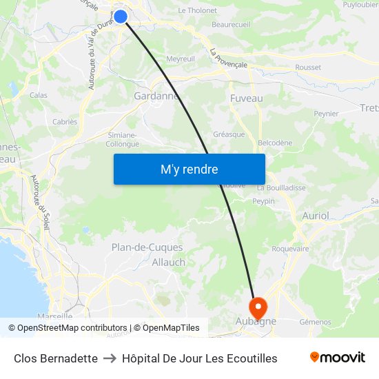 Clos Bernadette to Hôpital De Jour Les Ecoutilles map