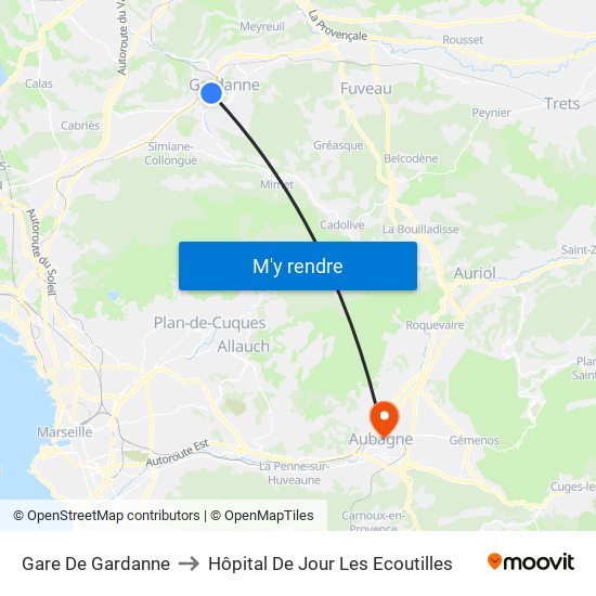 Gare De Gardanne to Hôpital De Jour Les Ecoutilles map