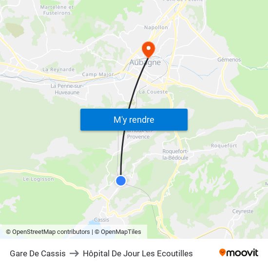 Gare De Cassis to Hôpital De Jour Les Ecoutilles map