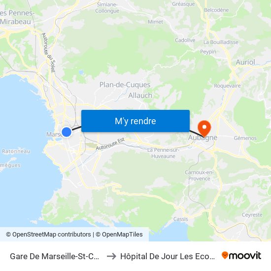 Gare De Marseille-St-Charles to Hôpital De Jour Les Ecoutilles map