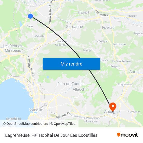Lagremeuse to Hôpital De Jour Les Ecoutilles map