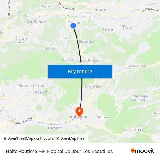 Halte Routière to Hôpital De Jour Les Ecoutilles map