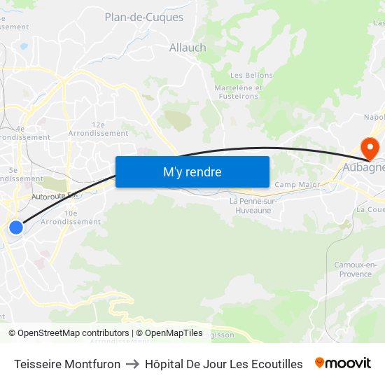 Teisseire Montfuron to Hôpital De Jour Les Ecoutilles map