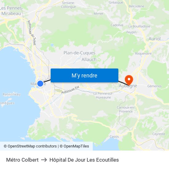 Métro Colbert to Hôpital De Jour Les Ecoutilles map