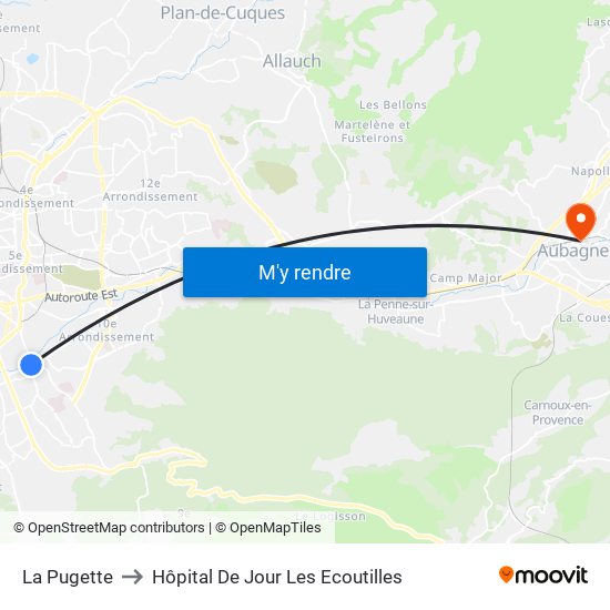 La Pugette to Hôpital De Jour Les Ecoutilles map