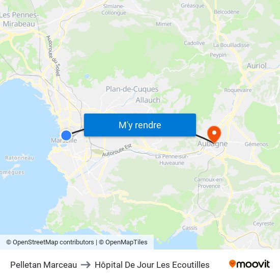 Pelletan Marceau to Hôpital De Jour Les Ecoutilles map