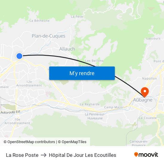 La Rose Poste to Hôpital De Jour Les Ecoutilles map