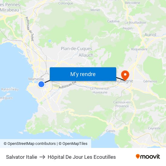 Salvator Italie to Hôpital De Jour Les Ecoutilles map