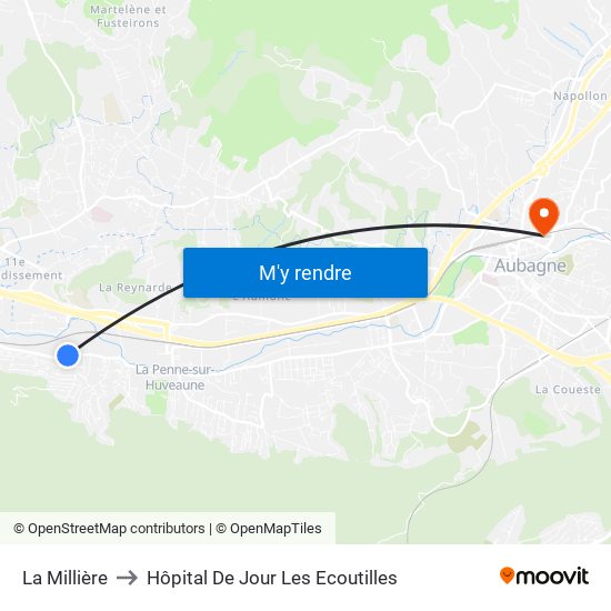 La Millière to Hôpital De Jour Les Ecoutilles map