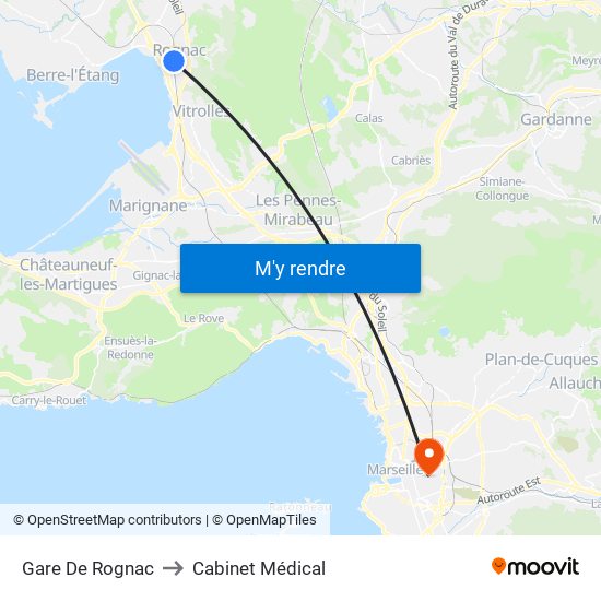 Gare De Rognac to Cabinet Médical map