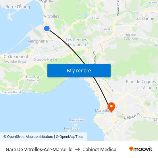 Gare De Vitrolles-Aér-Marseille to Cabinet Médical map