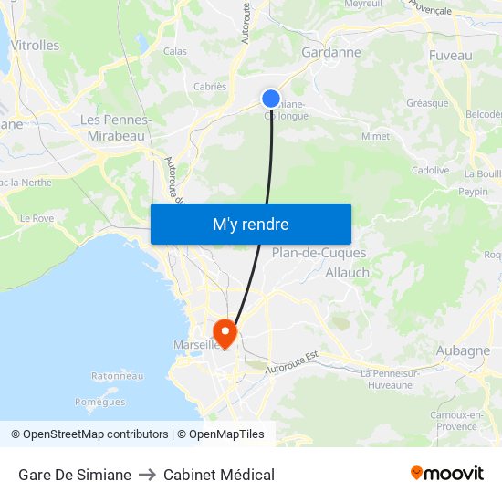 Gare De Simiane to Cabinet Médical map