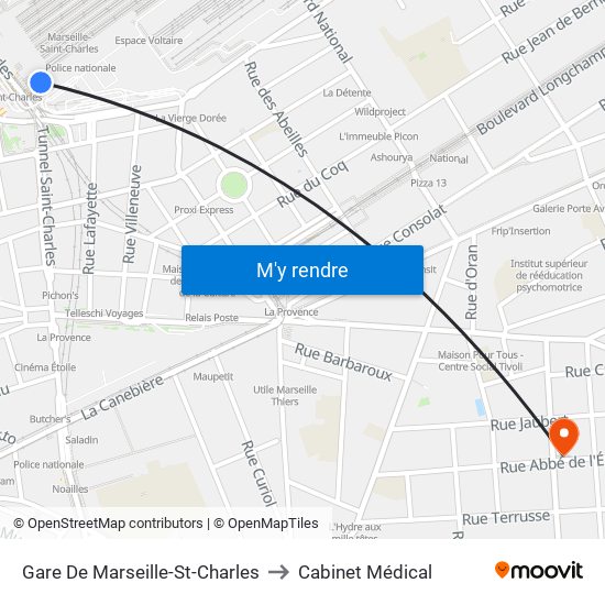 Gare De Marseille-St-Charles to Cabinet Médical map