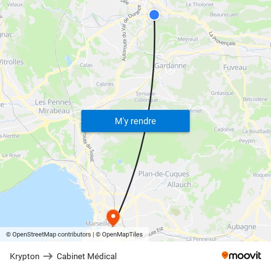 Krypton to Cabinet Médical map