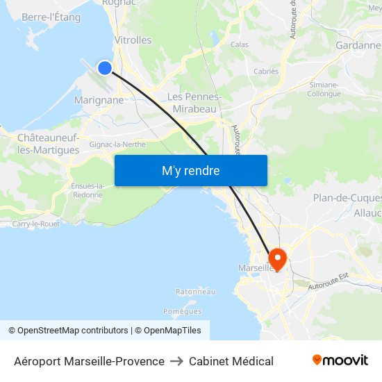 Aéroport Marseille-Provence to Cabinet Médical map
